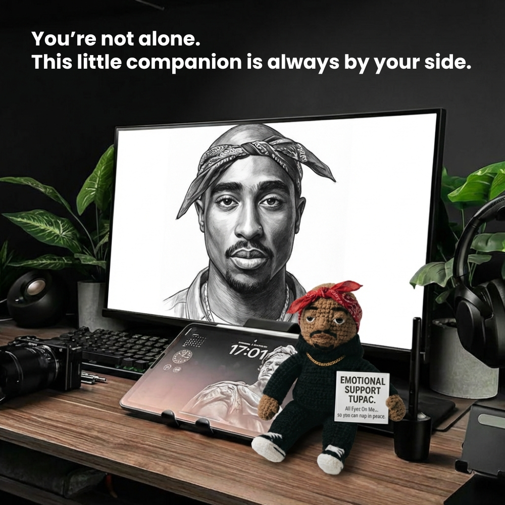 Woolyartis | Emotional Support Tupac Crochet Doll - Cozy Amigurumi Doll for Stress Relief - WoolyArtis
