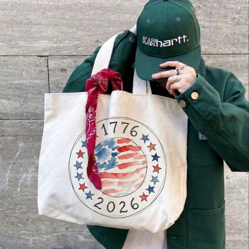 100% Freehand Painted USA 250th Anniversary Tote Bag | Independence Day Gift