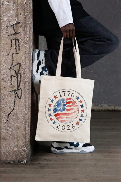 100% Freehand Painted USA 250th Anniversary Tote Bag | Independence Day Gift