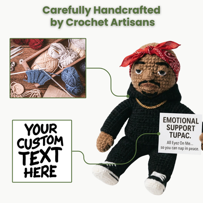 Woolyartis | Emotional Support Tupac Crochet Doll - Cozy Amigurumi Doll for Stress Relief - WoolyArtis