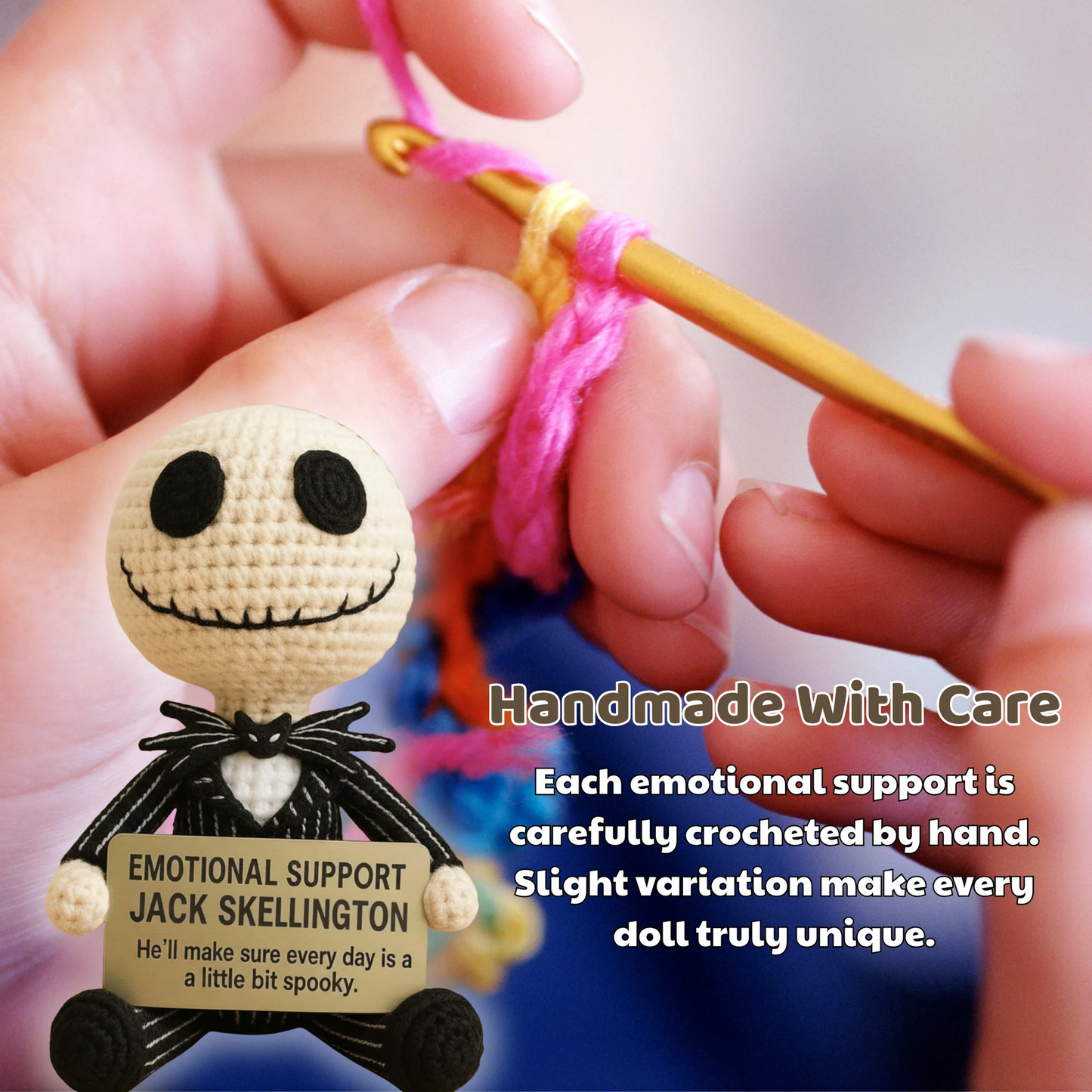 WoolyArtis™ - Emotional Support Art Jack Skellington Crochet Doll - WoolyArtis