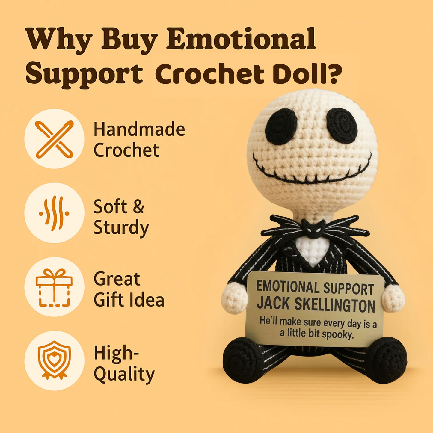 WoolyArtis™ - Emotional Support Art Jack Skellington Crochet Doll - WoolyArtis