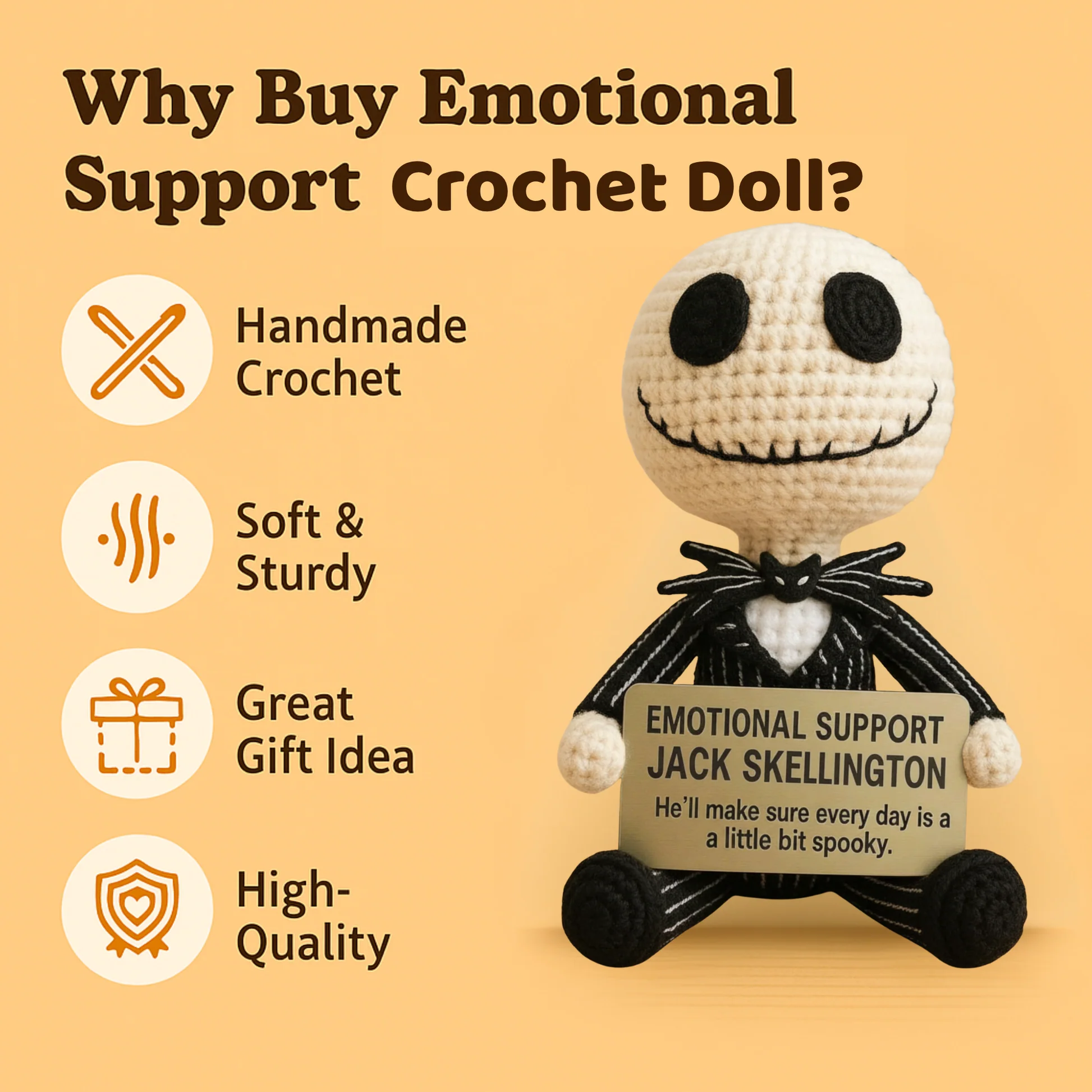 WoolyArtis™ - Emotional Support Art Jack Skellington Crochet Doll - WoolyArtis
