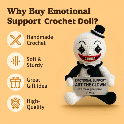 WoolyArtis™ - Emotional Support Art the Clown Crochet Doll - WoolyArtis
