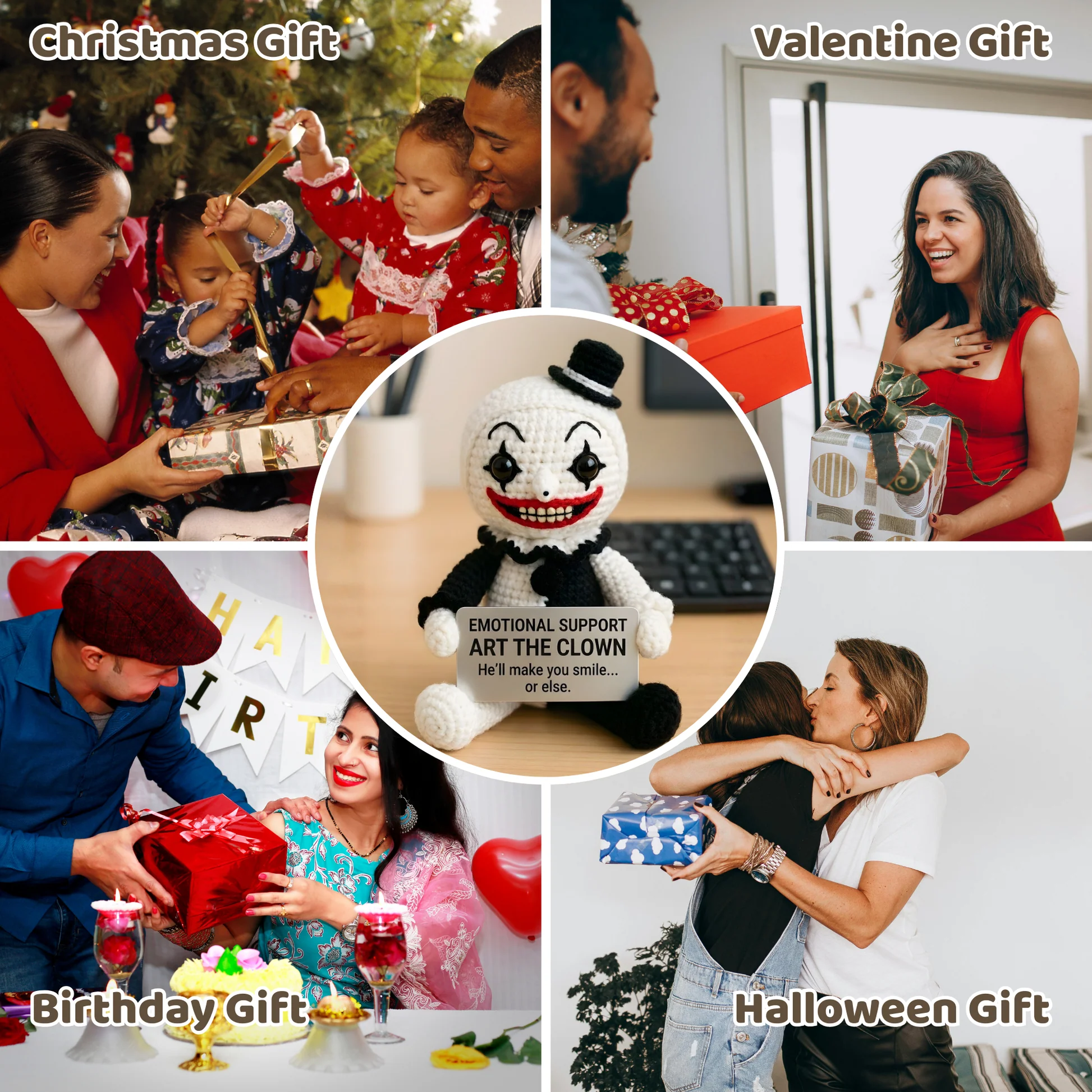 WoolyArtis™ - Emotional Support Art the Clown Crochet Doll - WoolyArtis