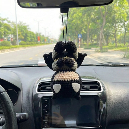 WoolyArtis™ - Handmade Crochet Batman Keychain & Car Mirror Hanging Accessory - WoolyArtis