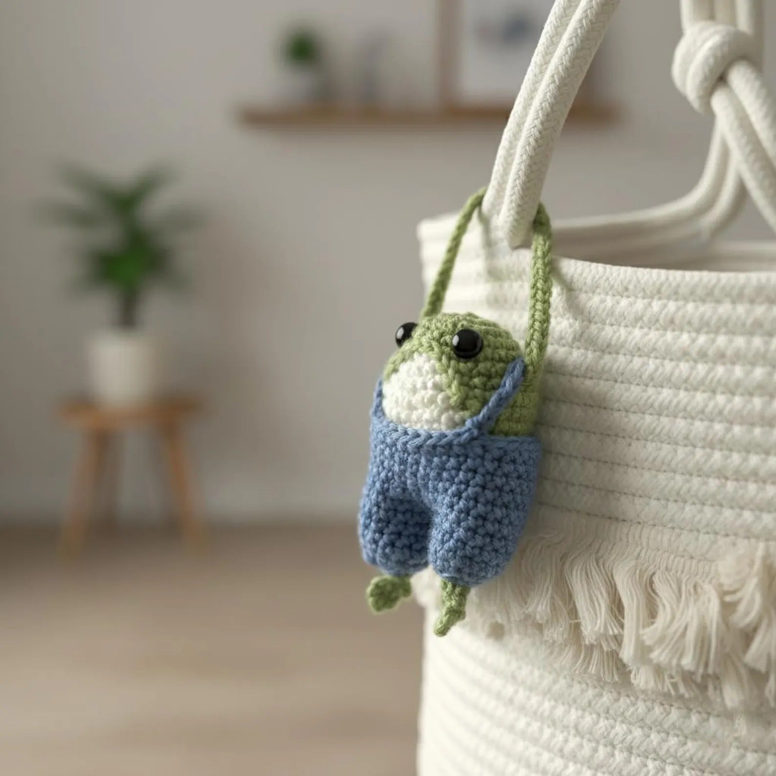 WoolyArtis™ Handmade Frog Amigurumi - Blue Overalls Style - WoolyArtis