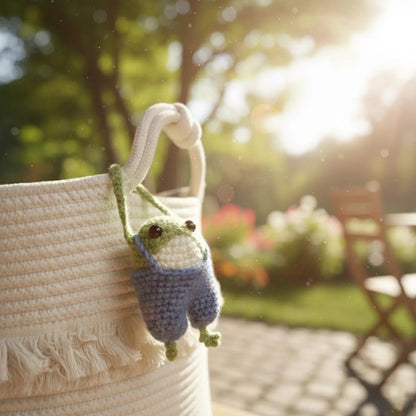 WoolyArtis™ Handmade Frog Amigurumi - Blue Overalls Style - WoolyArtis