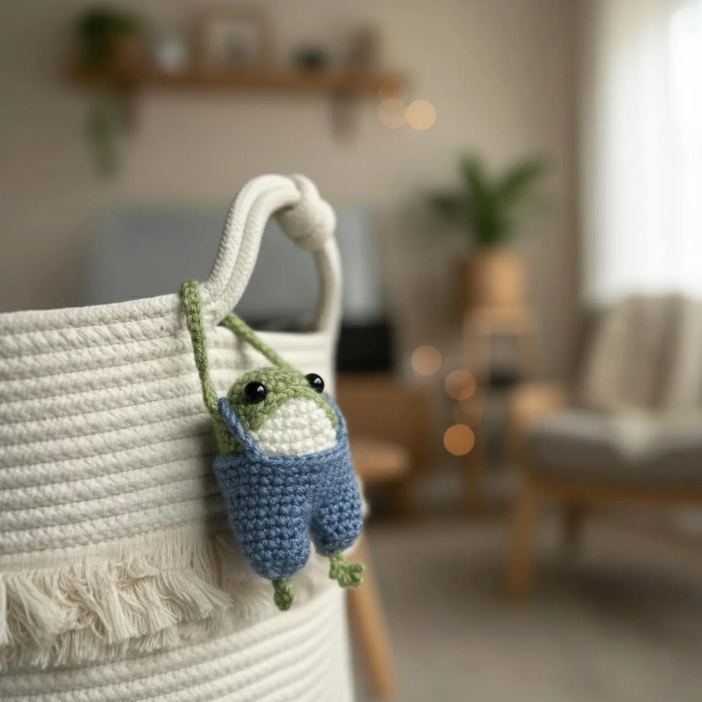 WoolyArtis™ Handmade Frog Amigurumi - Blue Overalls Style - WoolyArtis