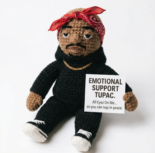 Meet your new comfort companion—a handcrafted crochet amigurumi doll inspired by iconic cultural figures. This soft, huggable creation combines meticulous artisanal detail with therapeutic tactile appeal, making it an ideal emotional support companion for moments when you need grounding and comfort. The plush construction invites gentle handling, while its thoughtful design serves as a meaningful decorative piece for shelves, desks, or bedside tables. Perfect for collectors of unique fiber art, stress relie