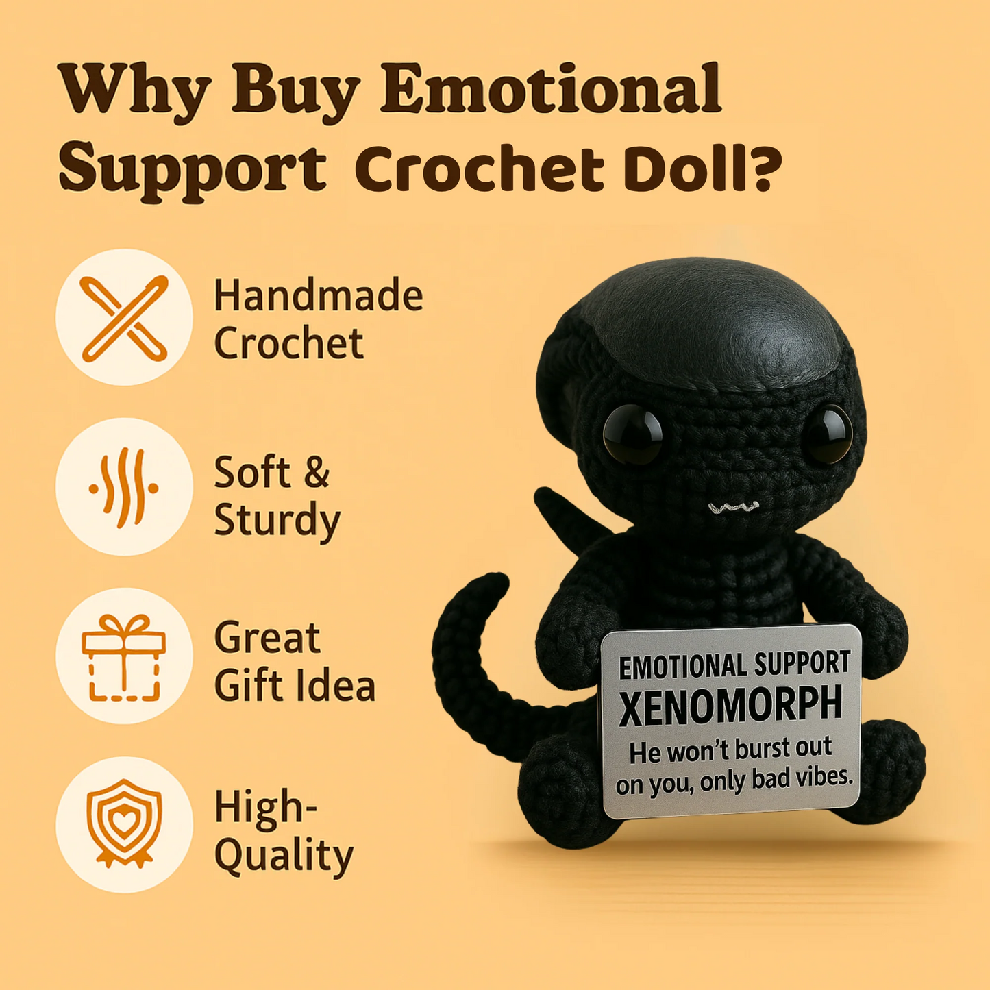 WoolyArtis™ - Emotional Support Art Xenomorph Crochet Doll - WoolyArtis