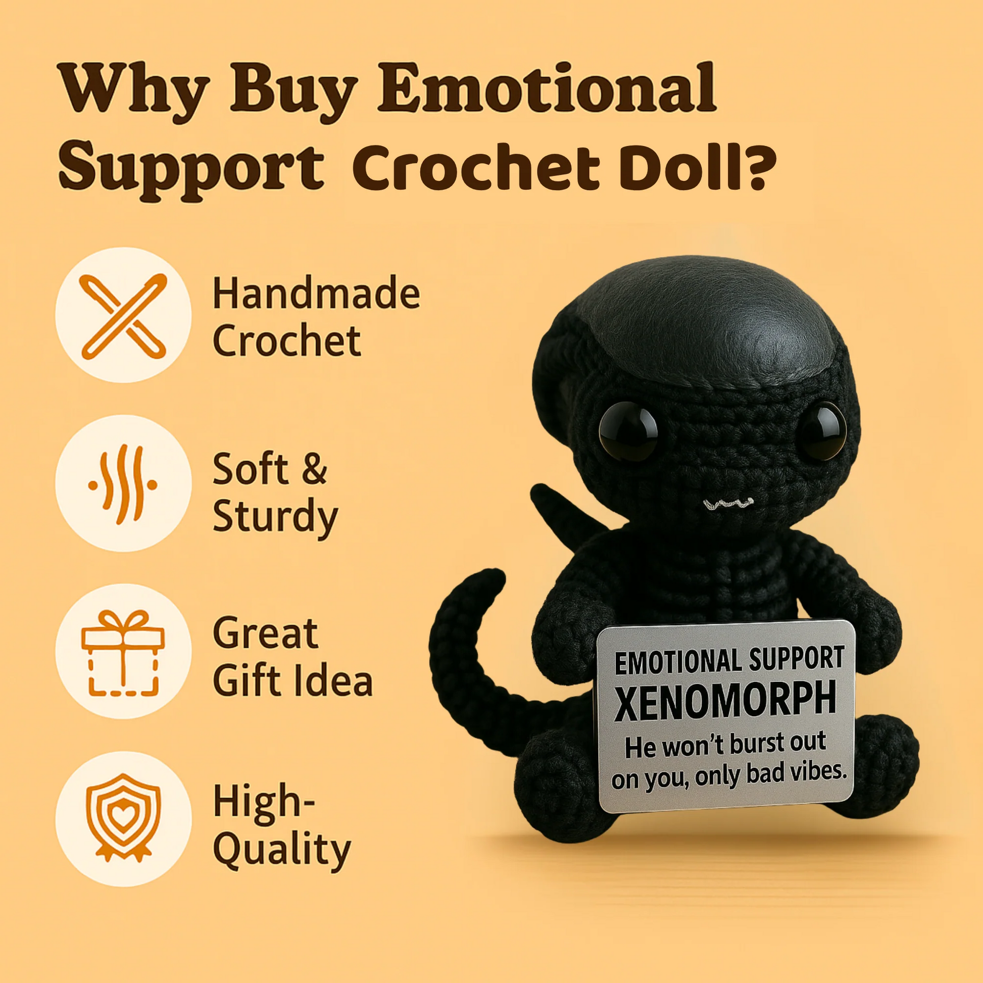 WoolyArtis™ - Emotional Support Art Xenomorph Crochet Doll - WoolyArtis