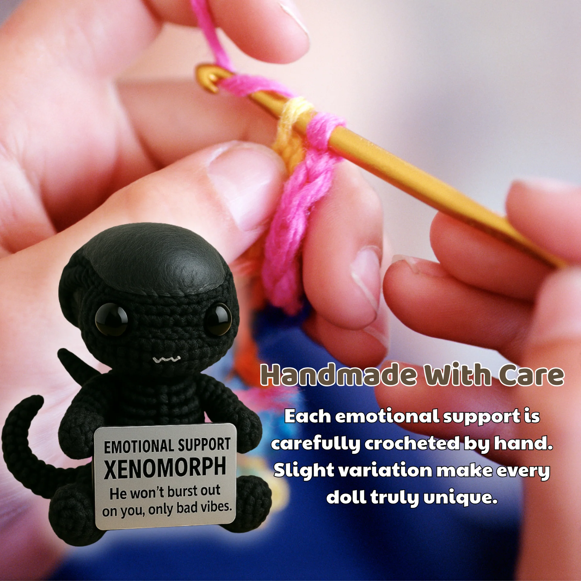 WoolyArtis™ - Emotional Support Art Xenomorph Crochet Doll - WoolyArtis