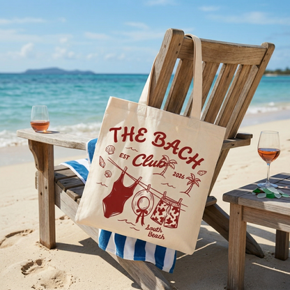 Custom The Bach Club South Beach Bag | Hand Drawn Tote Bag