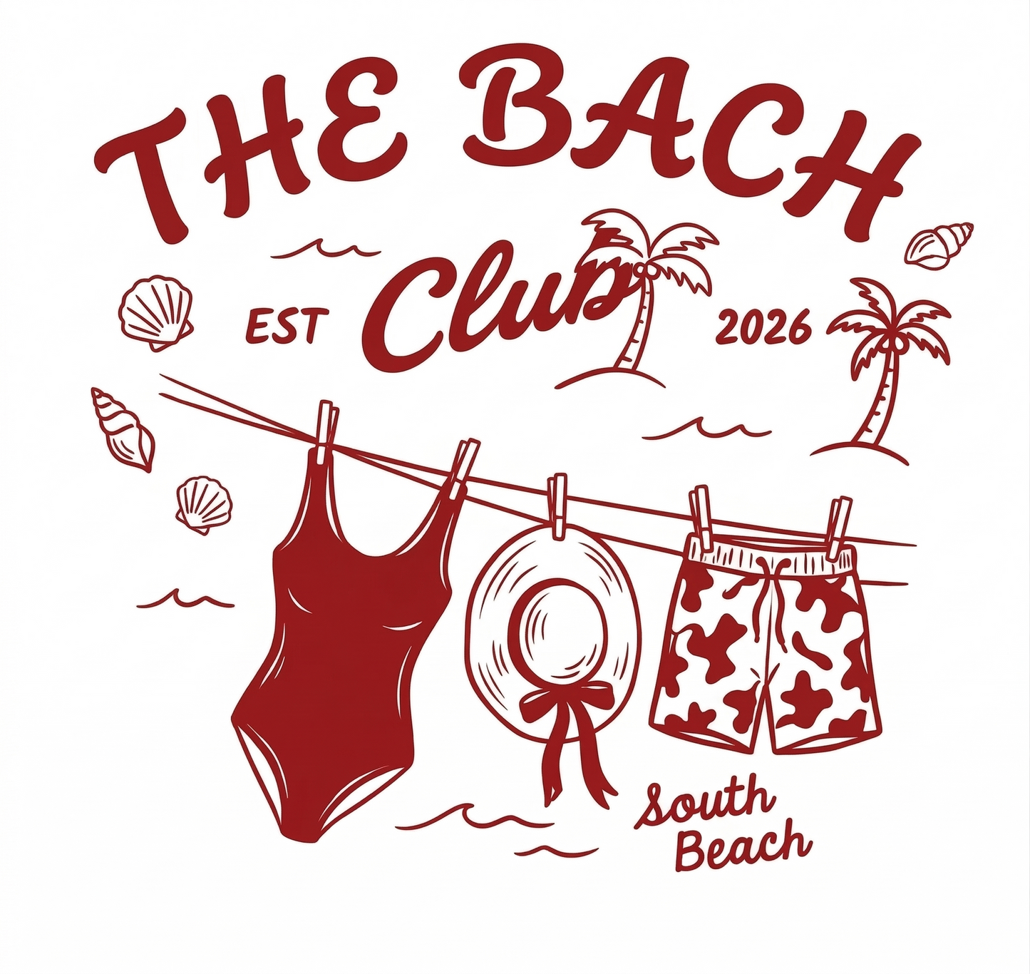 Custom The Bach Club South Beach Bag | Hand Drawn Tote Bag